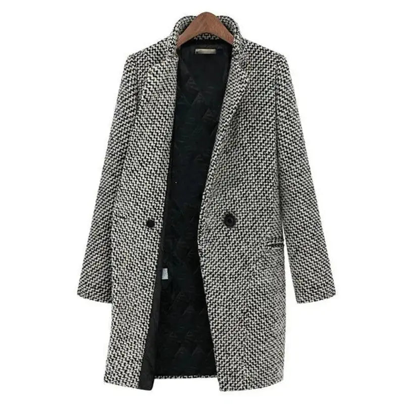 Women's V-Neck Button-Front Long Coat