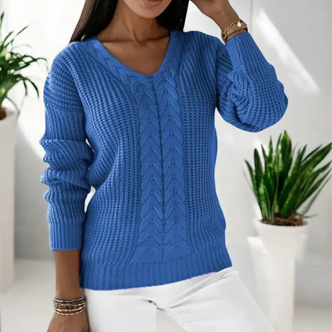 Women's V-Neck Cable Sweater