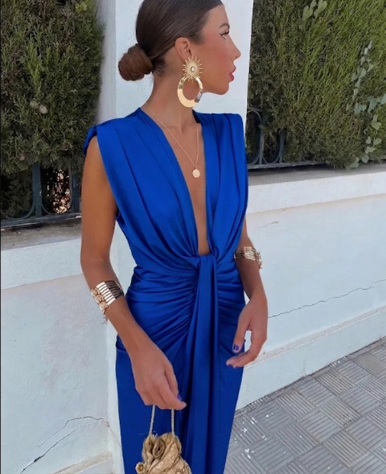 Women's V-Neck Midi Dress