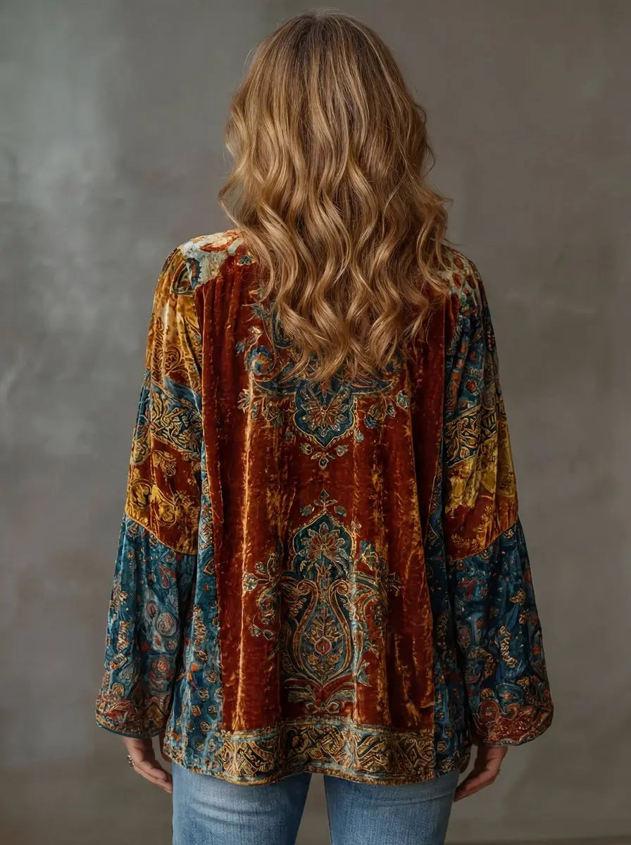 Women's Vintage Boho Quilted Longline Kimono Jacket