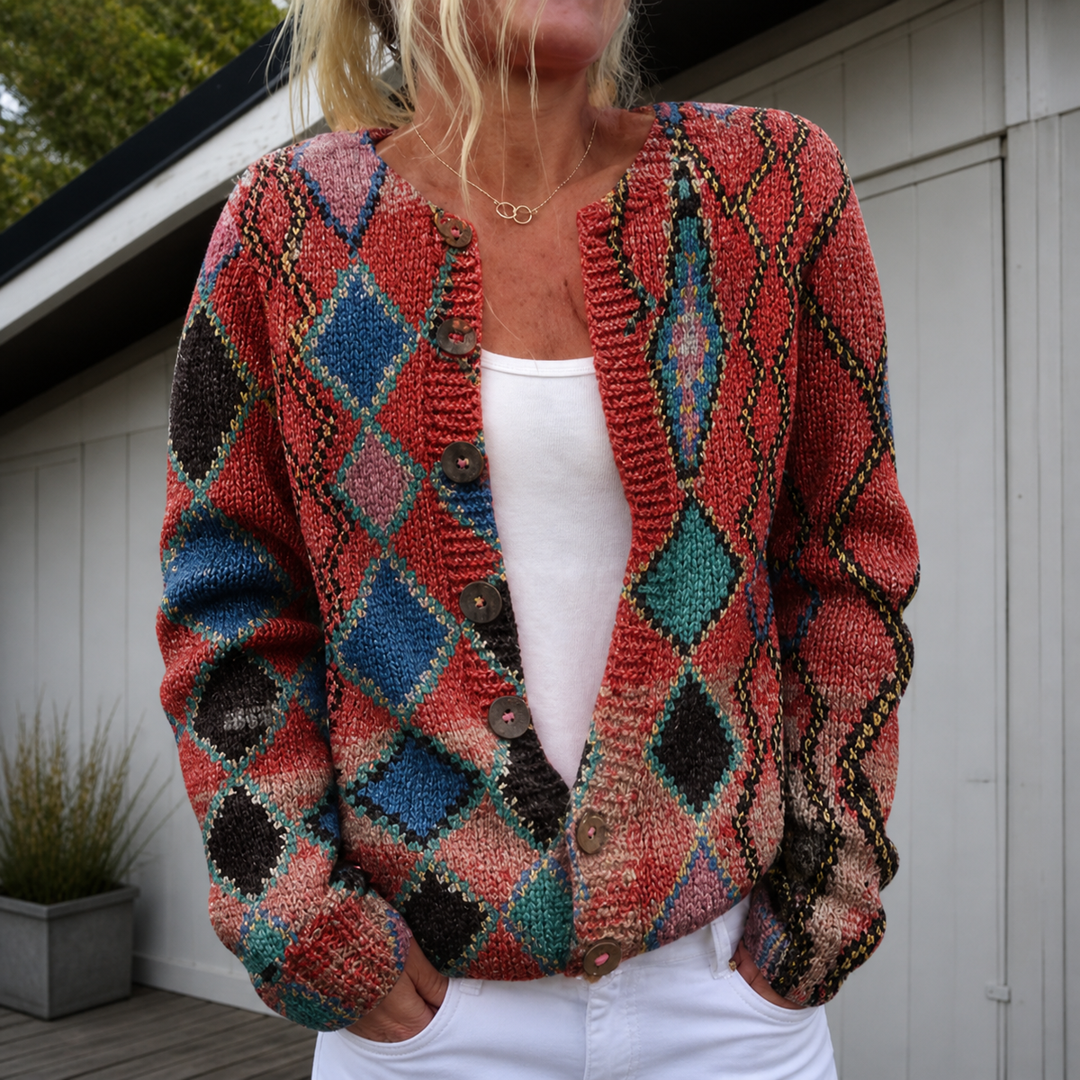 Women's Warm Floral Print Cardigan - Comfortable and Stylish