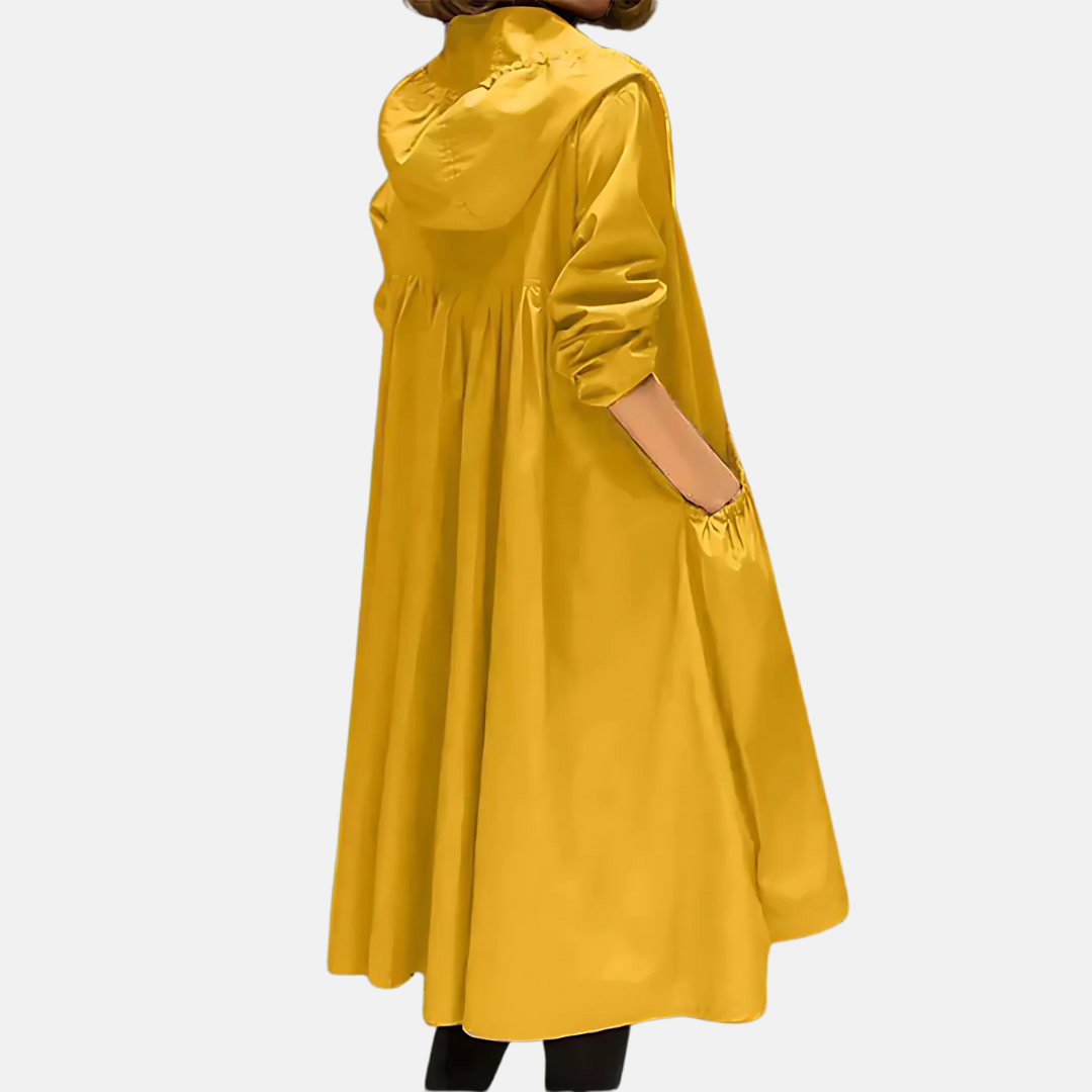 Women's Water-Resistant Hooded Knee-Length Jacket