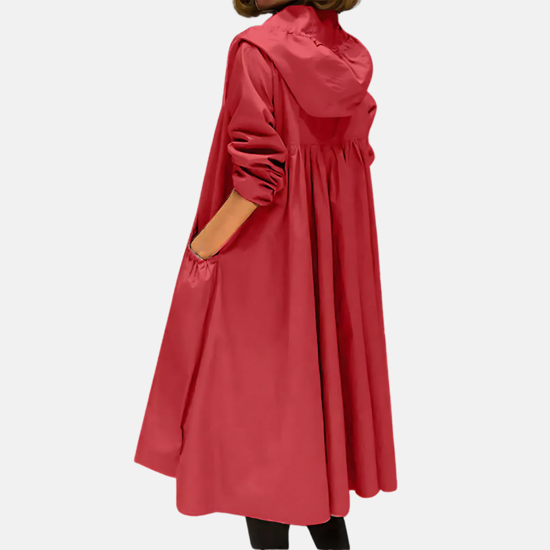 Women's Water-Resistant Hooded Knee-Length Jacket
