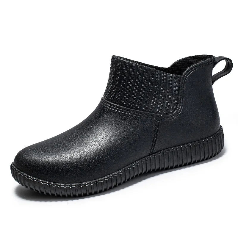 Women's Waterproof Ankle Rain Boots with Collar