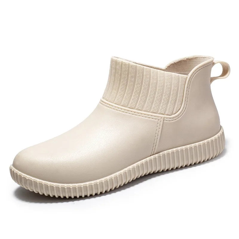 Women's Waterproof Ankle Rain Boots with Collar