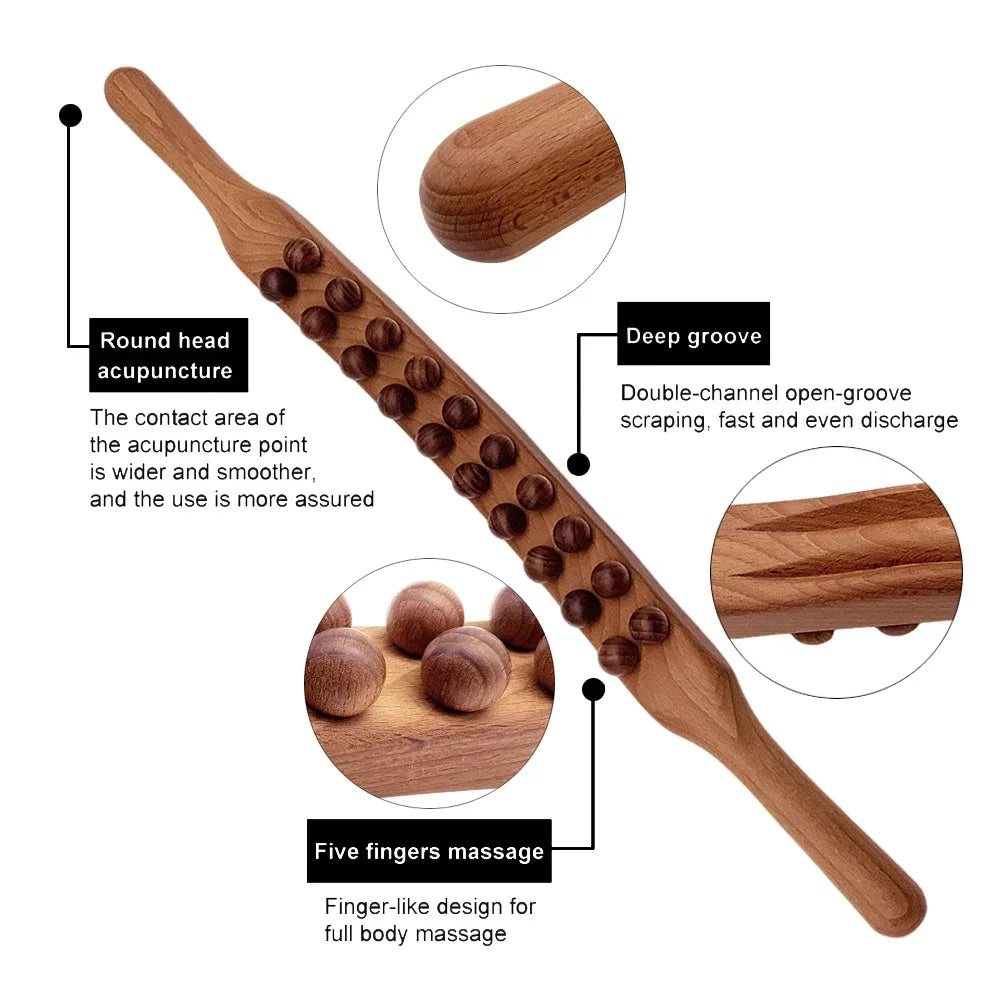 Wooden Gua Sha Stick - Back and Shoulder Massage Tool