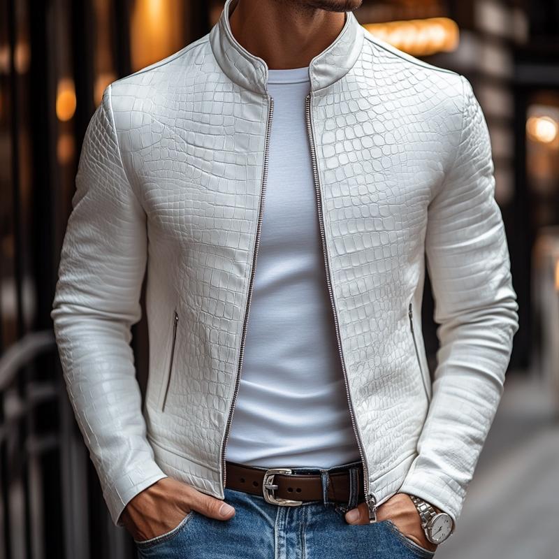 Zip-Up Jacket with Stone Pattern