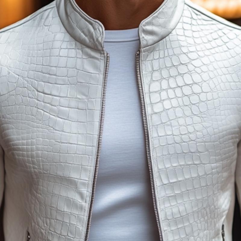 Zip-Up Jacket with Stone Pattern